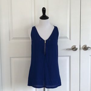 Navy Zipper Front Top